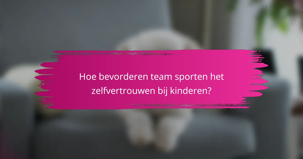 Hoe bevorderen team sporten het zelfvertrouwen bij kinderen?