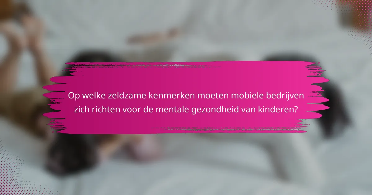 Op welke zeldzame kenmerken moeten mobiele bedrijven zich richten voor de mentale gezondheid van kinderen?