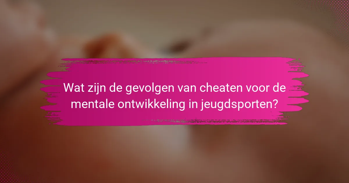 Wat zijn de gevolgen van cheaten voor de mentale ontwikkeling in jeugdsporten?