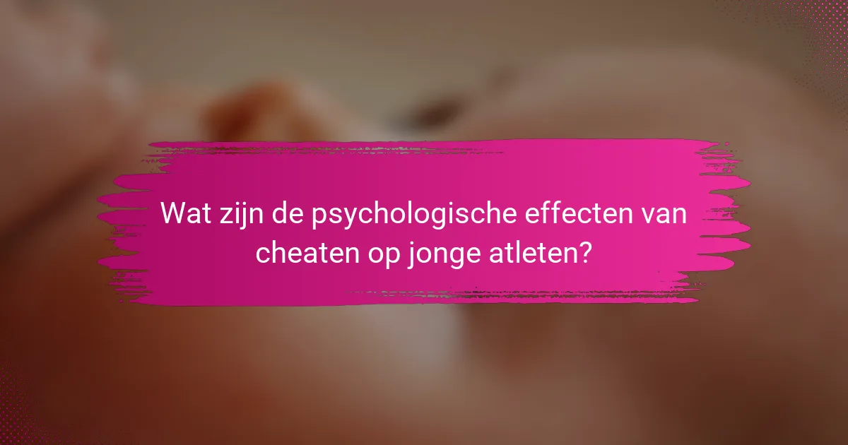 Wat zijn de psychologische effecten van cheaten op jonge atleten?