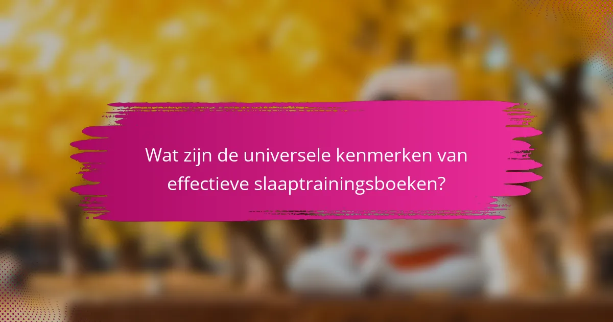 Wat zijn de universele kenmerken van effectieve slaaptrainingsboeken?