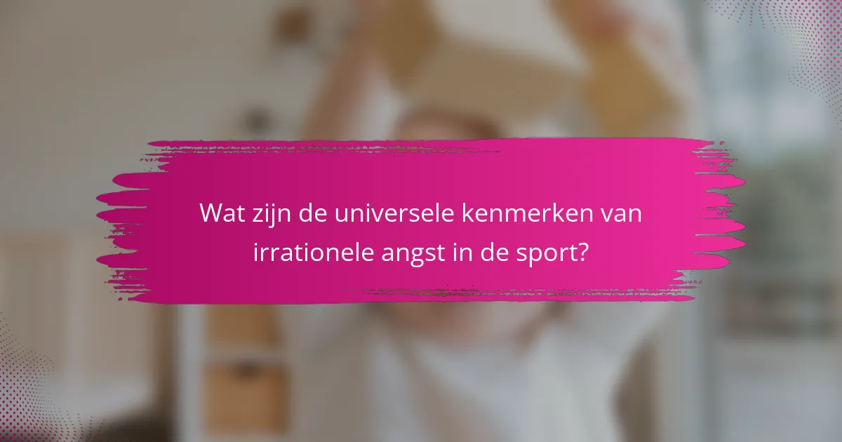 Wat zijn de universele kenmerken van irrationele angst in de sport?