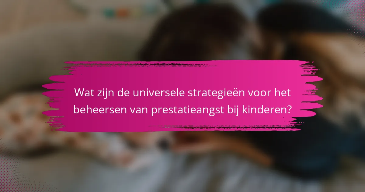 Wat zijn de universele strategieën voor het beheersen van prestatieangst bij kinderen?