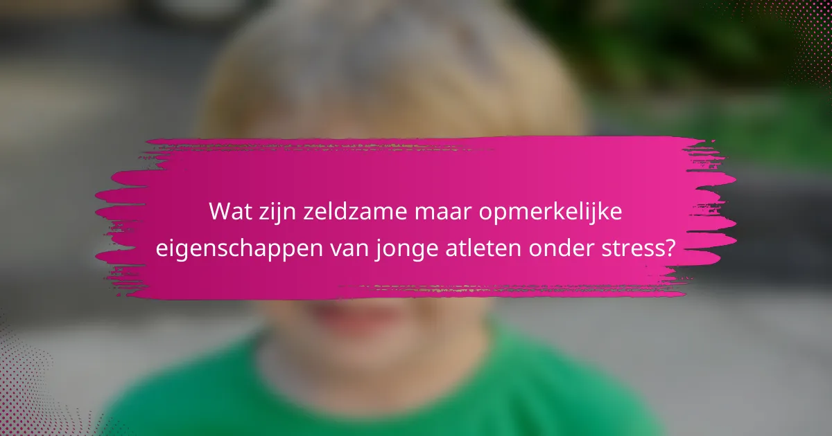 Wat zijn zeldzame maar opmerkelijke eigenschappen van jonge atleten onder stress?