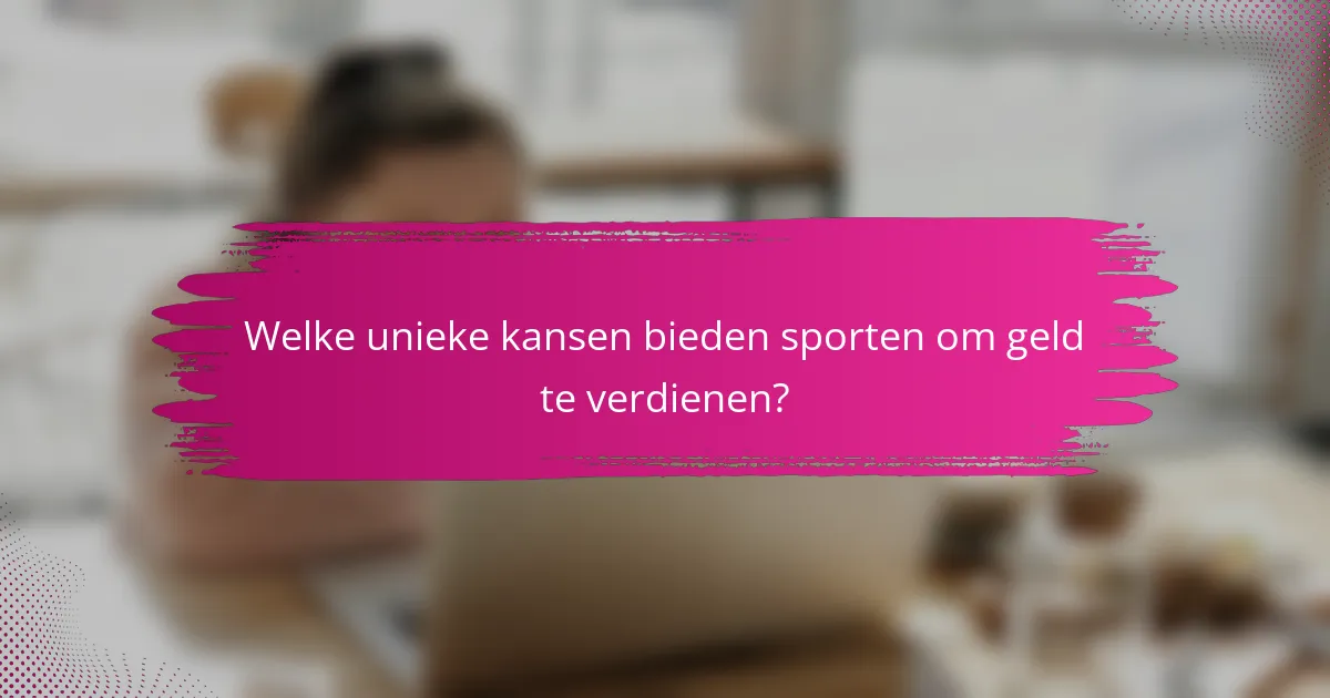 Welke unieke kansen bieden sporten om geld te verdienen?