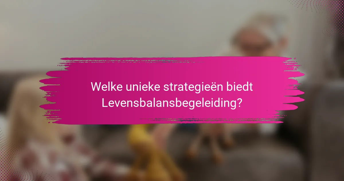Welke unieke strategieën biedt Levensbalansbegeleiding?