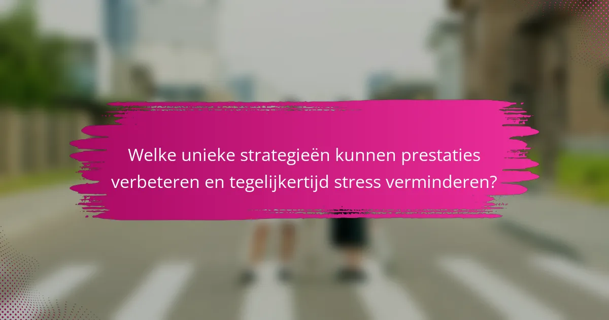 Welke unieke strategieën kunnen prestaties verbeteren en tegelijkertijd stress verminderen?