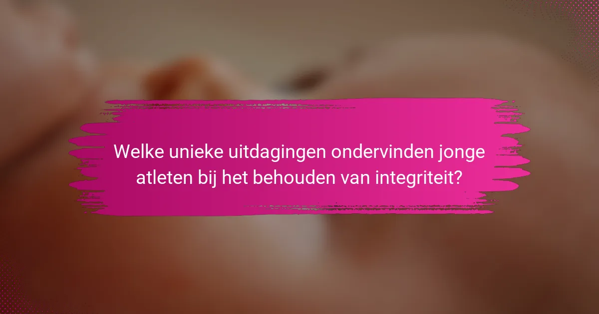 Welke unieke uitdagingen ondervinden jonge atleten bij het behouden van integriteit?