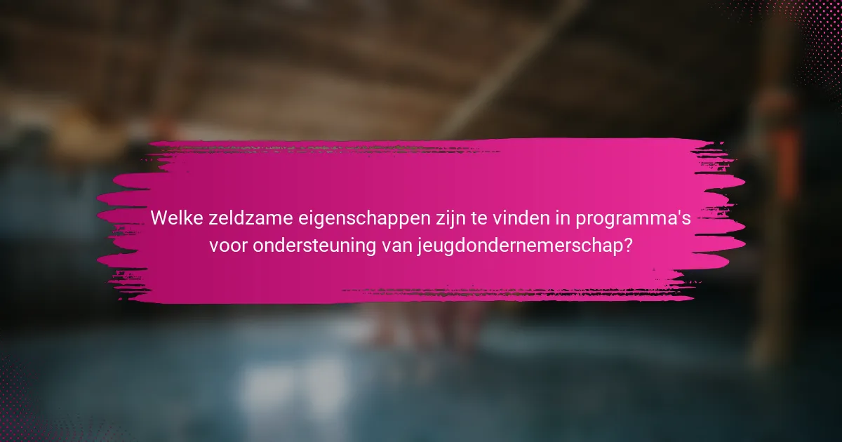 Welke zeldzame eigenschappen zijn te vinden in programma's voor ondersteuning van jeugdondernemerschap?