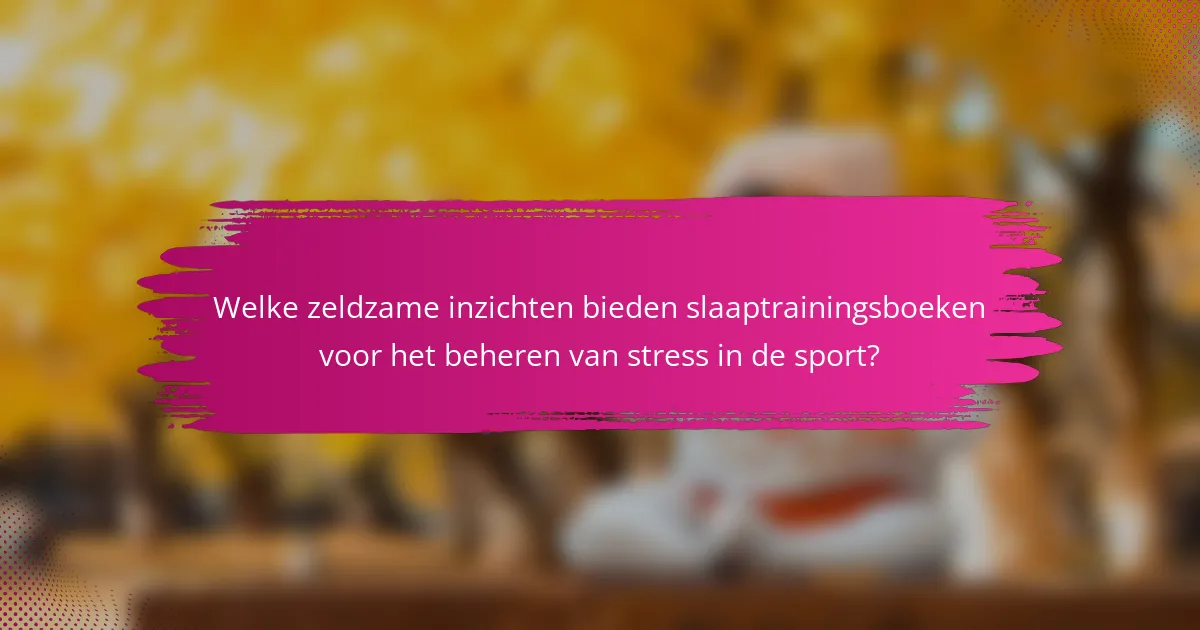 Welke zeldzame inzichten bieden slaaptrainingsboeken voor het beheren van stress in de sport?