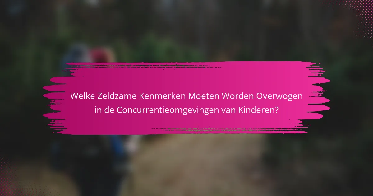 Welke Zeldzame Kenmerken Moeten Worden Overwogen in de Concurrentieomgevingen van Kinderen?